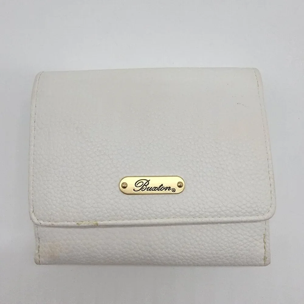 Buxton Wallet White Marbled Faux Leather Trifold Wallet‎